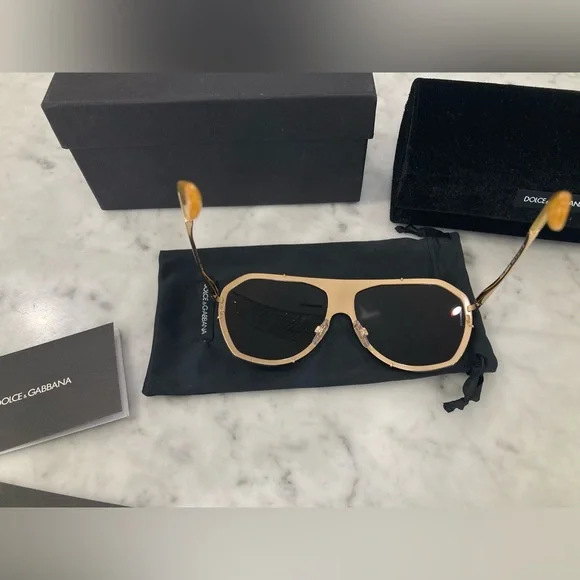 Dolce & Gabbana Gold 37mm Shield Sunglasses DG 2162 02/F9. Dolce & Gabbana Gold 37mm Shield Sunglasses DG 2162 02/F9 | eBay main image 2